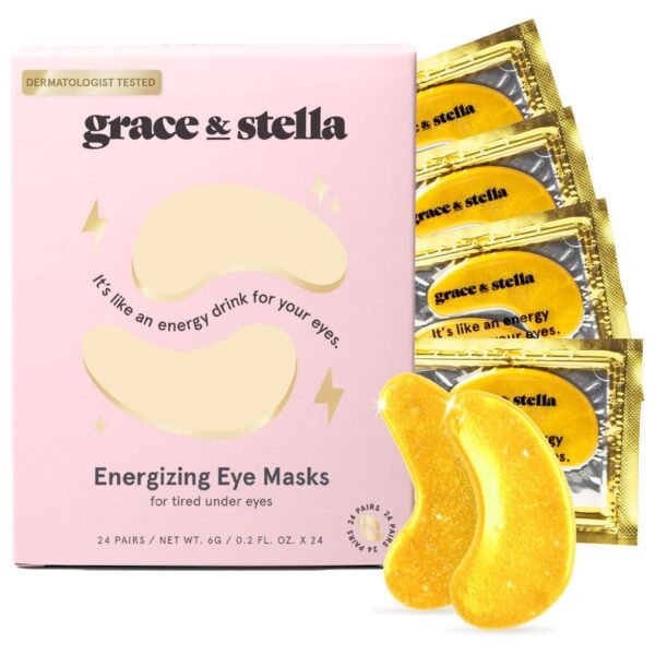 Grace & Stella Under Eye Mask for Dark Circles, Puffy Eyes, Undereye Bags, Wrinkles - Gel Under Eye Patches - Vegan (24 Pairs, Gold)
