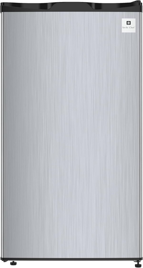 ACFR322 RCA Mini Refrigerator, Compact Freezer Compartment, Adjustable Thermostat Control, Reversible Door, Ideal Fridge for Dorm, Office, Apartment, Platinum Stainless, 3.2 Cubic Feet
